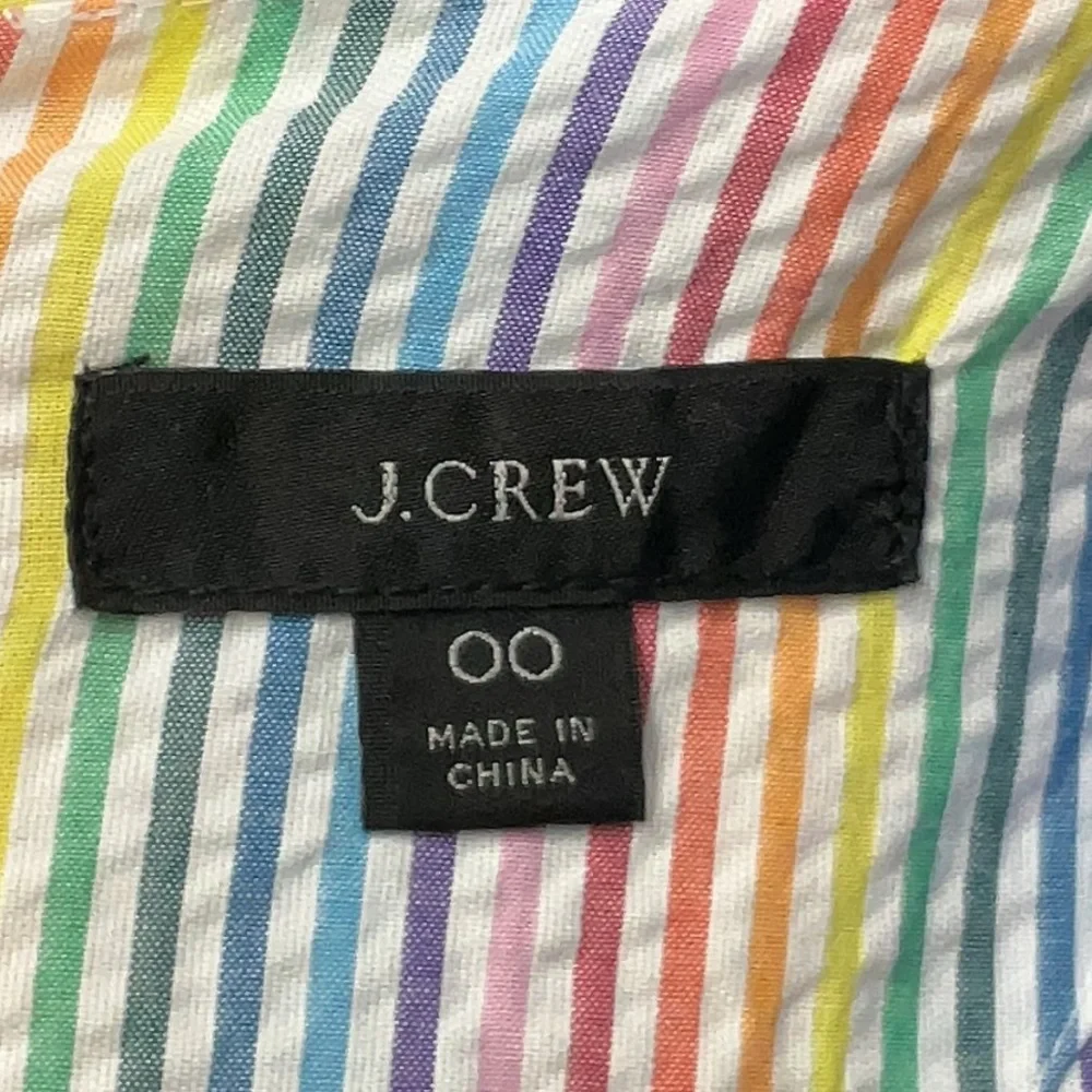 J. Crew V-neck Peplum Top Blouse in Rainbow Stripe Seersucker Size 00 XXS XS